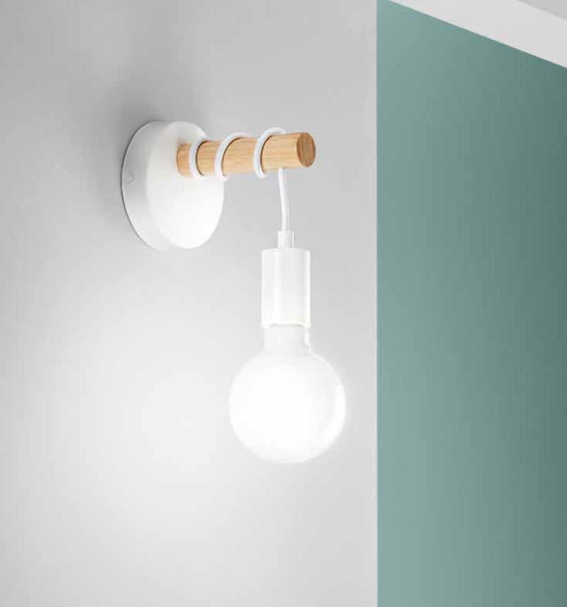 Applique struttura legno naturale montatura metallo bianco 1XE27 non incl. ARIZONA