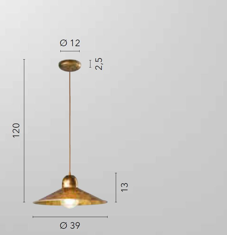 Sospensione metallo oro antichizzato cavo tessuto ocra 1XE27 non incl. D.39cm ORLEANS