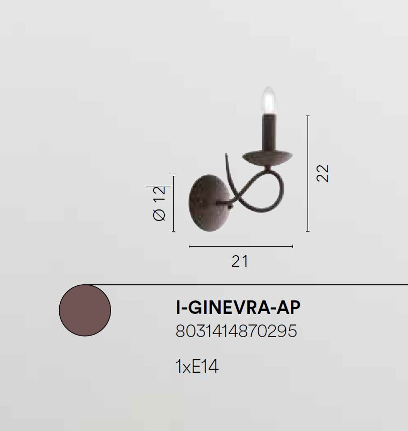 Applique metallo corten 1XE14 non incl. GINEVRA