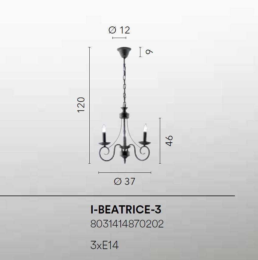 Sospensione rustica 3 luci forme arricciate metallo antracite 3XE14 non incl. BEATRICE