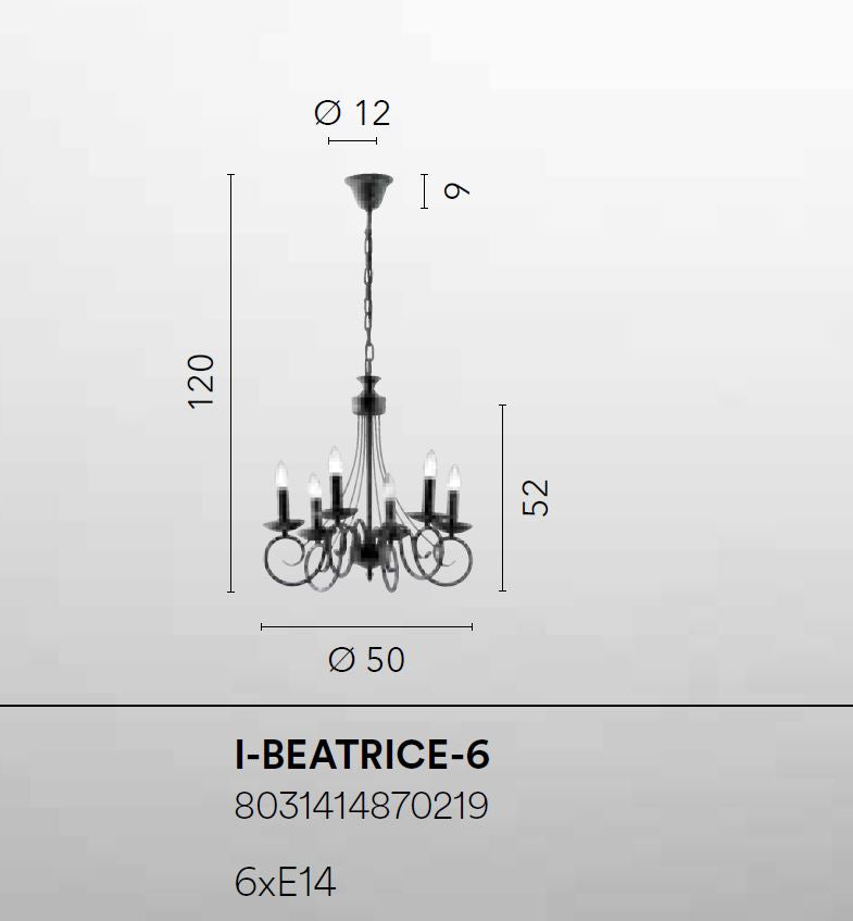 Sospensione rustica 6 luci forme arricciate metallo antracite 6XE14 non incl. BEATRICE
