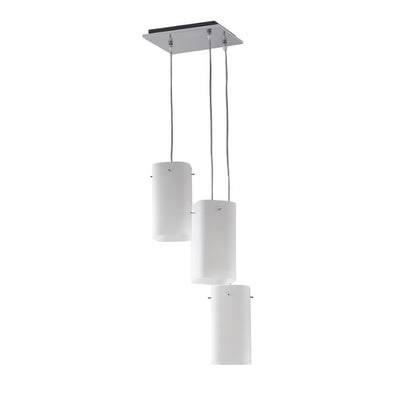 Sospensione 3 luci in metallo bianco-cromo vetro bianco opale 3XE27 non incl. SQUARE