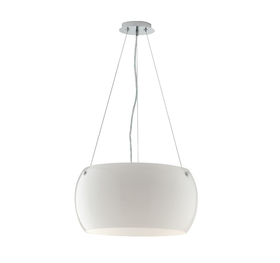 Sospensione vetro soffiato bianco opale struttura cromata 3XE27 non incl.D.40cm EQUATORE