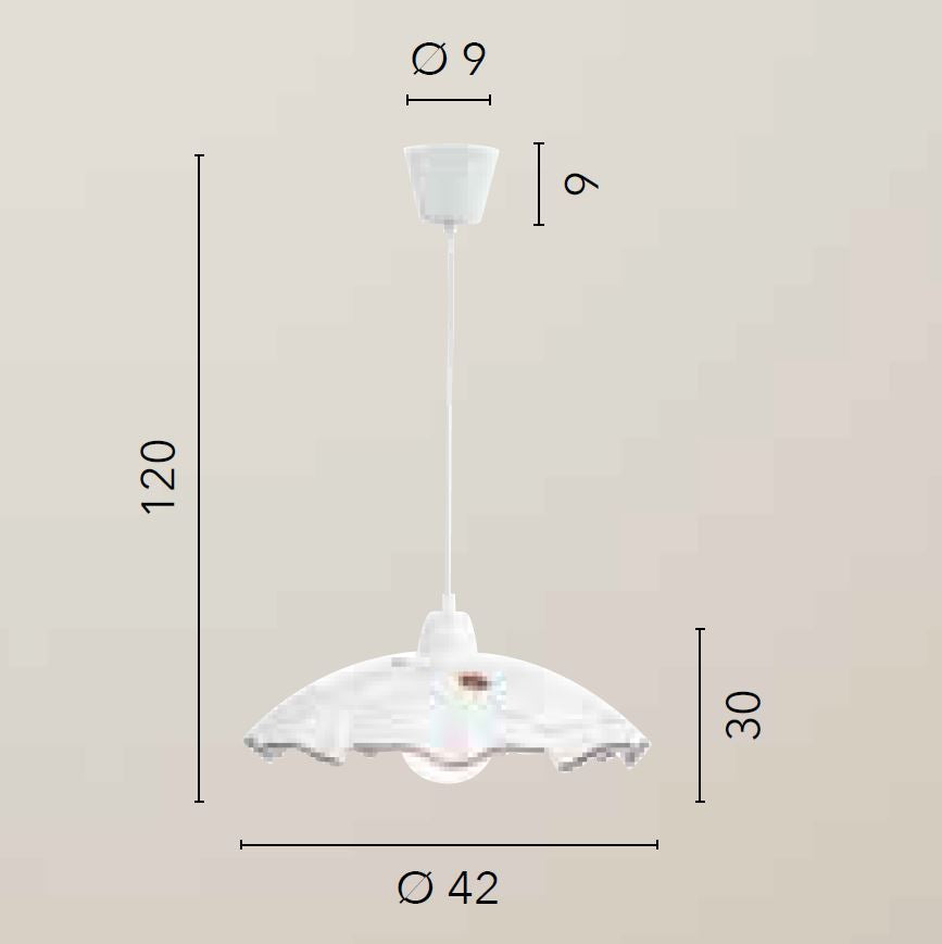 Sospensione cucina vetro opale decoro fiori marrone D.42cm 1XE27 non incl. VICTORIA