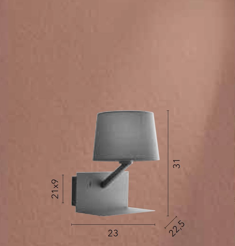 Applique metallo bianco o grigio paralume tessuto 1XE27 non incl. + presa USB 2A CIAK