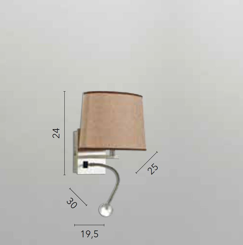 Applique da lettura LED flessibile + 1XE14 non incl. in alluminio con paralume in tessuto marrone 3W 60lm 4000°k HELLY