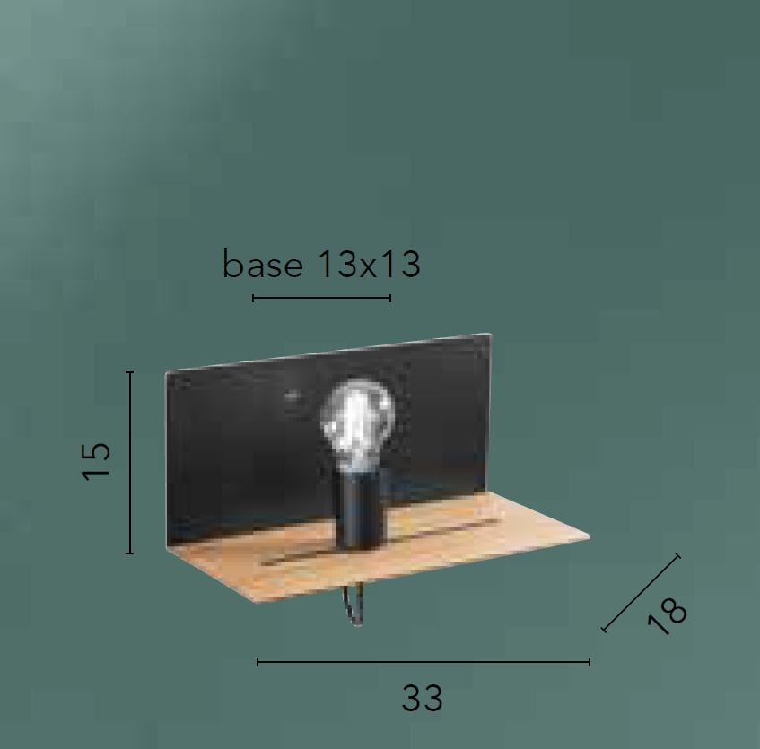 Applique in metallo bianco o nero con mensola in legno naturale lampada movibile E27 non incl. + presa USB 2A FLASH