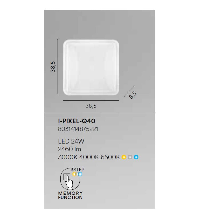 Plafoniera LED quadrata in acrilico effetto stellato cornice diamantata CCT 24W 2460LM PIXEL