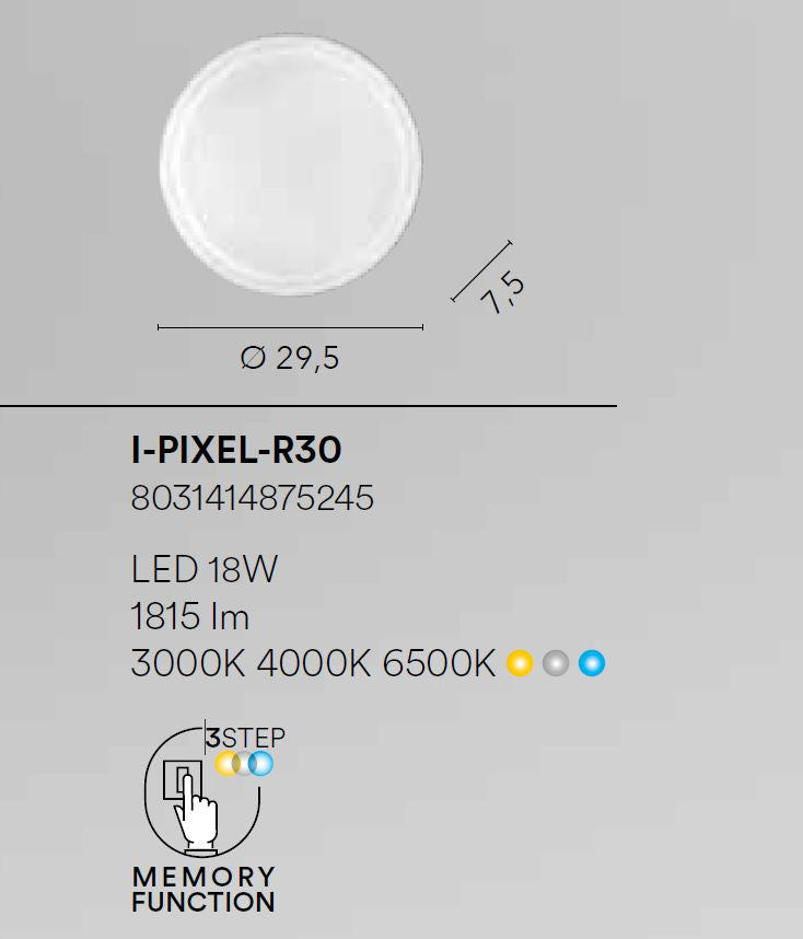 Plafoniera LED rotonda in acrilico effetto stellato cornice diamantata D.30cm CCT 18W 1815LM PIXEL
