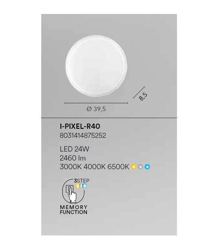 Plafoniera LED rotonda in acrilico effetto stellato cornice diamantata D.40cm CCT 24W 2460LM PIXEL