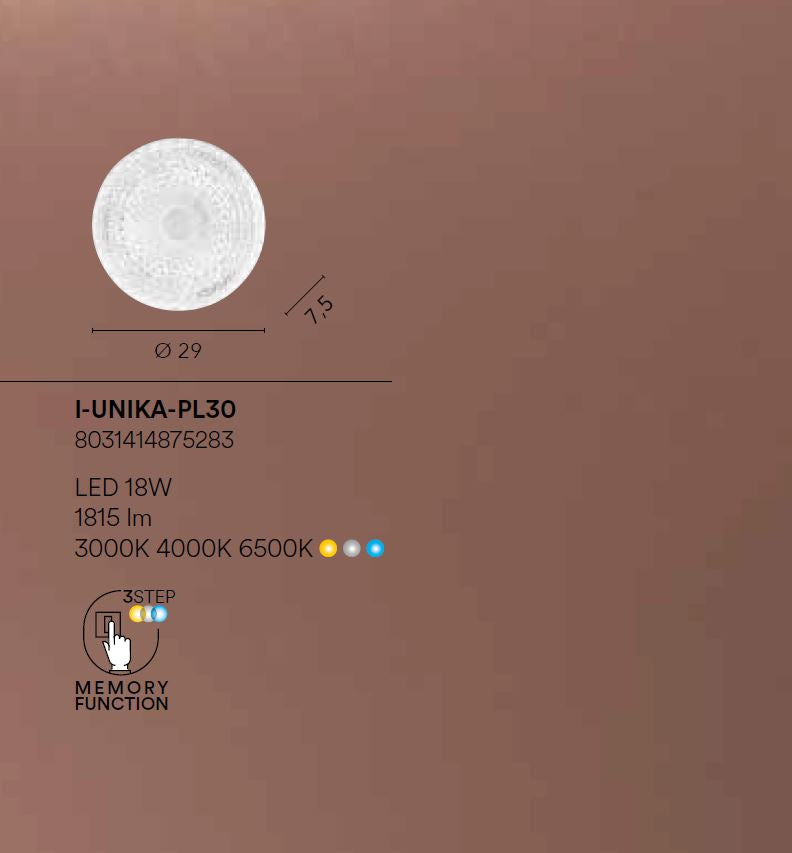 Plafoniera LED in acrilico con diffusore effetto diamantato D.30cm CCT 18W 1815LM UNIKA