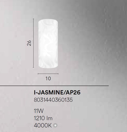 Aplică LED formă cilindrică sticlă satinată decorată 11W 1210LM 4000°k JASMINE