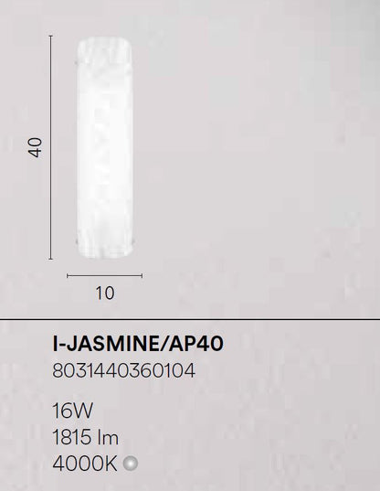 Aplică LED formă cilindrică sticlă satinată decorată 16W 1815LM 4000°k JASMINE