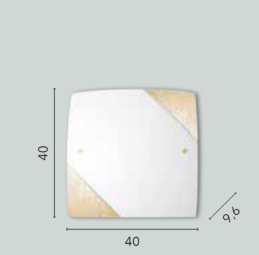 Plafoniera in vetro bianco con decori foglia oro/argento 3XE27 non incl. 40x40 cmPARIS