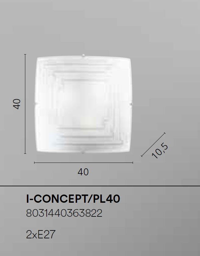 Plafoniera in vetro bianco con decori in granigliato 40x40cm 3XE27 non incl. CONCEPT