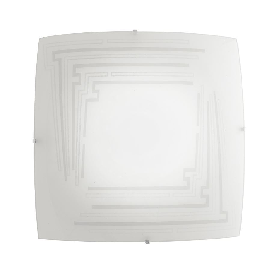Plafoniera in vetro bianco con decori in granigliato 40x40cm 3XE27 non incl. CONCEPT