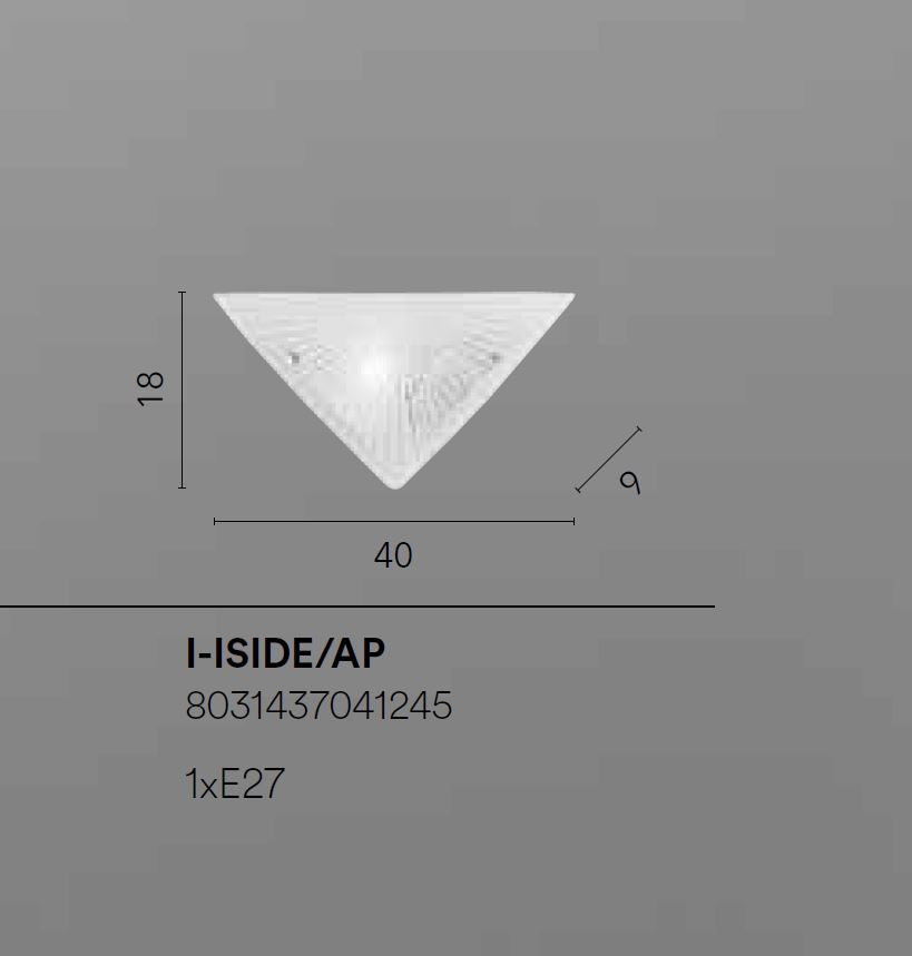 Applique triangolo in vetro diamantato con finiture in cromo 1XE27 non incl. ISIDE