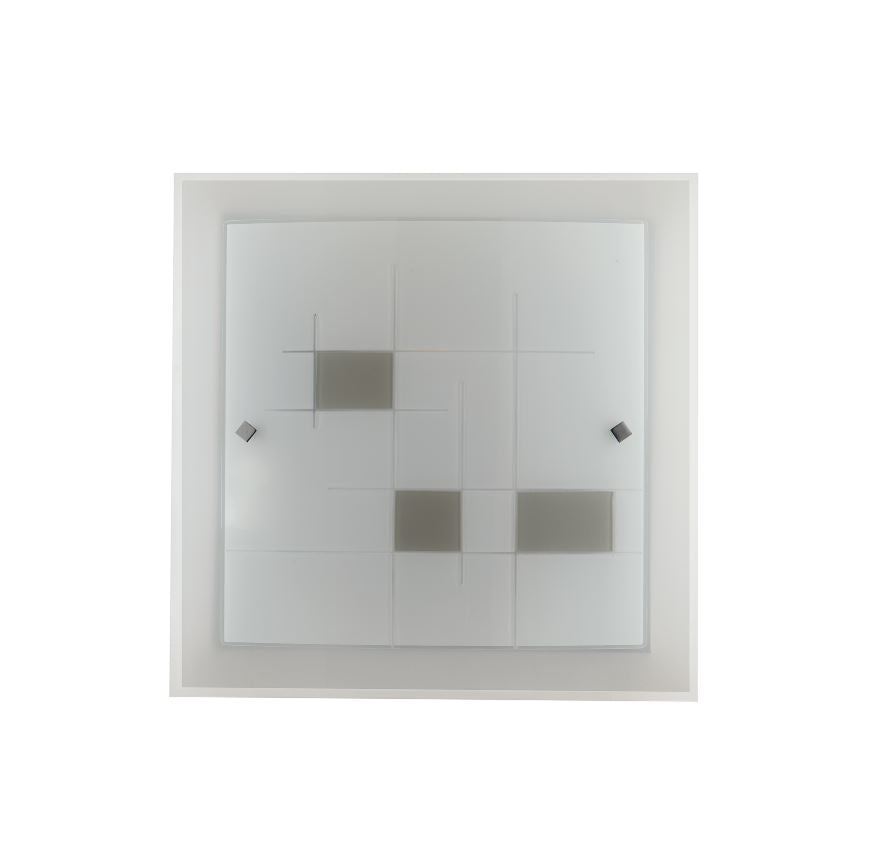 Plafoniera in vetro opale con decori tortora 30x30 2XE27 non incl. MUSA