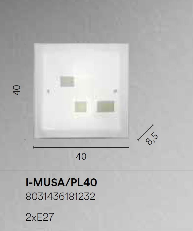 Plafoniera in vetro opale con decori tortora 40x40 2XE27 non incl. MUSA