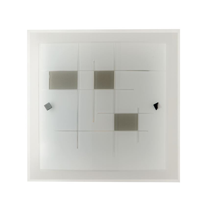 Plafoniera in vetro opale con decori tortora 40x40 2XE27 non incl. MUSA