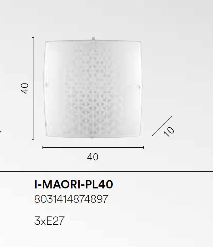 Plafoniera in vetro bianco lucido con decori in graniglia 40x40cm 3XE27 non incl. MAORI