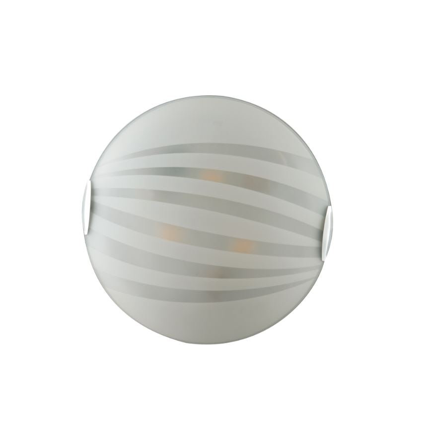 Plafoniera in vetro bianco con decori satinati e ganci cromo D.30cm 2XE27 non incl. KUNA