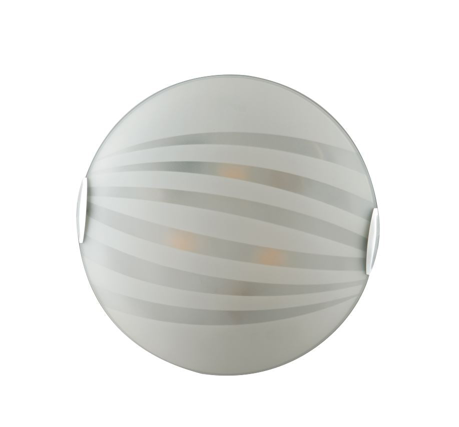 Plafoniera in vetro bianco con decori satinati e ganci cromo D.40cm 3XE27 non incl. KUNA