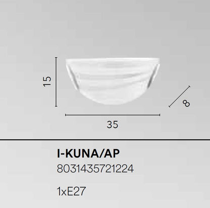 Applique da Parete Mezzaluna in Vetro Bianco con Decori Satinati e Ganci Cromo 1xE27 | Luce Ambiente Design KUNA