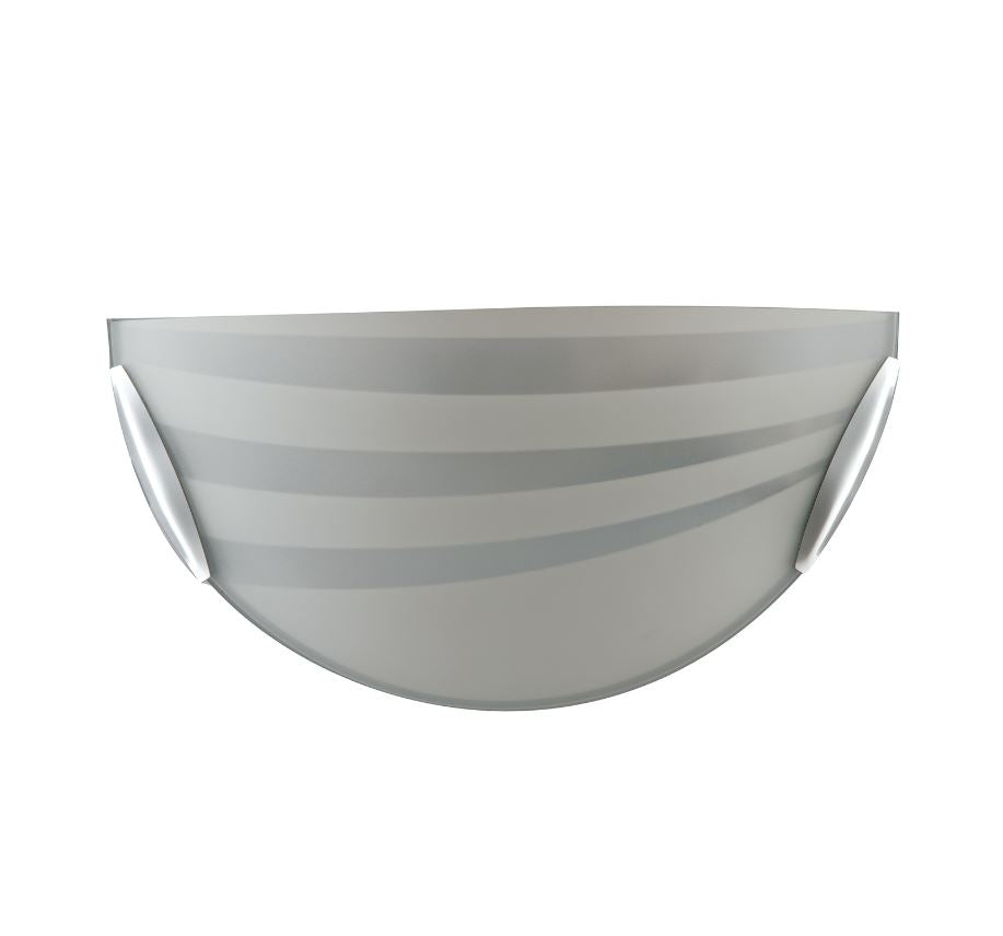 Applique da Parete Mezzaluna in Vetro Bianco con Decori Satinati e Ganci Cromo 1xE27 | Luce Ambiente Design KUNA