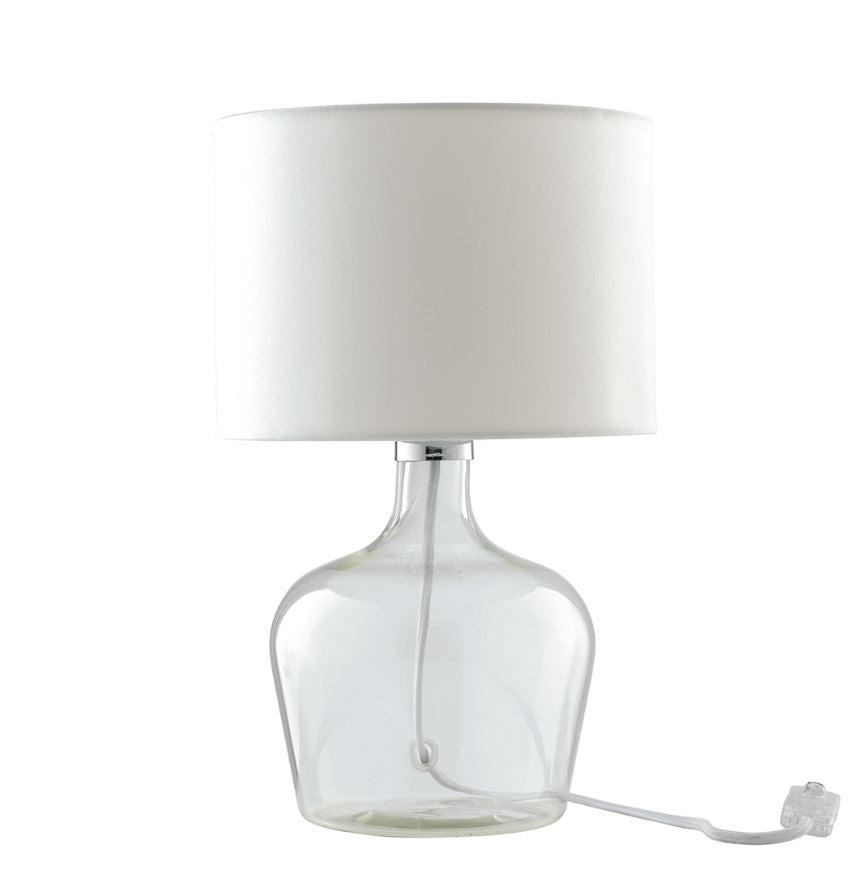 Lampada da tavolo in vetro soffiato con paralume in tessuto rosso-nero-bianco-grigio 1XE27 non incl.