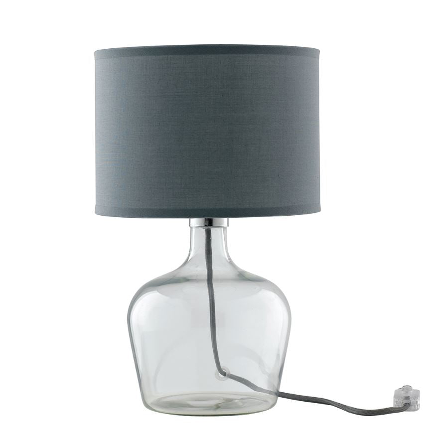 Lampada da tavolo in vetro soffiato con paralume in tessuto rosso-nero-bianco-grigio 1XE27 non incl.