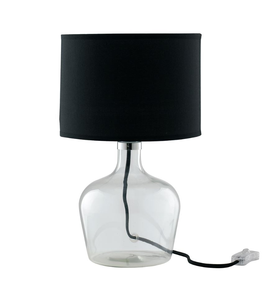Lampada da tavolo in vetro soffiato con paralume in tessuto rosso-nero-bianco-grigio 1XE27 non incl.