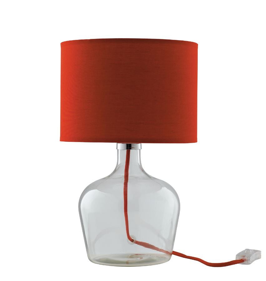Lampada da tavolo in vetro soffiato con paralume in tessuto rosso-nero-bianco-grigio 1XE27 non incl.