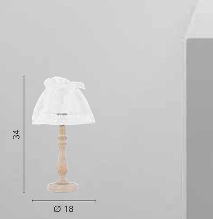 Lampă din lemn natural, cu abajur textil alb și broderie pe margini 1XE14 neincl. LULLABY
