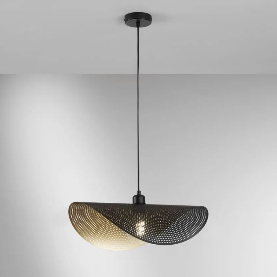 Sospensione in metallo forato nero e oro-bianco-oro 1XE27 non incl. D.50cm RHEI