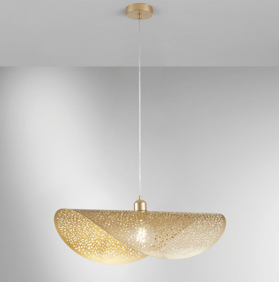 Sospensione in metallo forato nero e oro-bianco-oro 1XE27 non incl. D.50cm RHEI