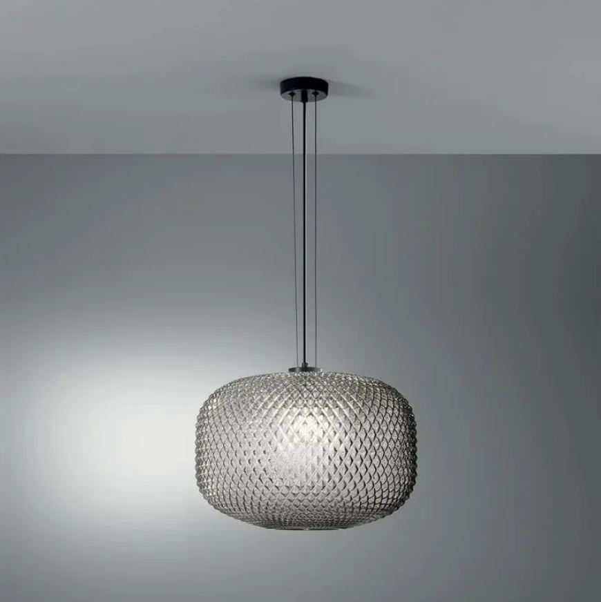 Sospensione in vetro cristallo sfaccettato vari colori struttura in metallo 1XE27 non incl. d.40cm ASHFORD-S40