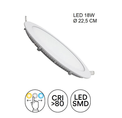 Corp de iluminat încastrat rotund 225 mm, ultra subțire, alb, LED CCT 18W 1980LM Slim