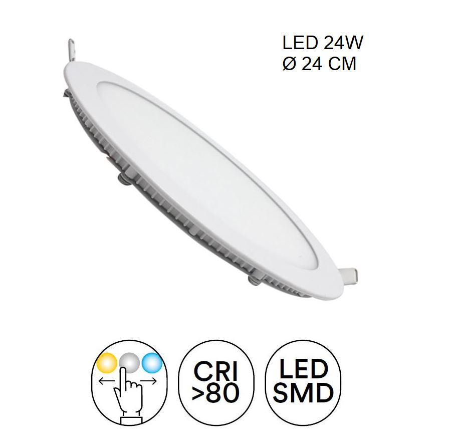 Corp de iluminat rotund încastrat 240 mm, ultra-subțire, alb, LED CCT 24W 2700LM Slim