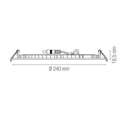 Corp de iluminat rotund încastrat 240 mm, ultra-subțire, alb, LED CCT 24W 2700LM Slim