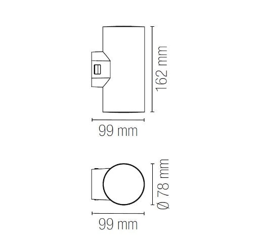 Applique LED CCT Cilindrica Biemissione Per Esterno IP65 – Polo R2 INTEC