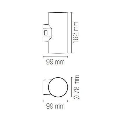 Applique LED CCT Cilindrica Biemissione Per Esterno IP65 – Polo R2 INTEC