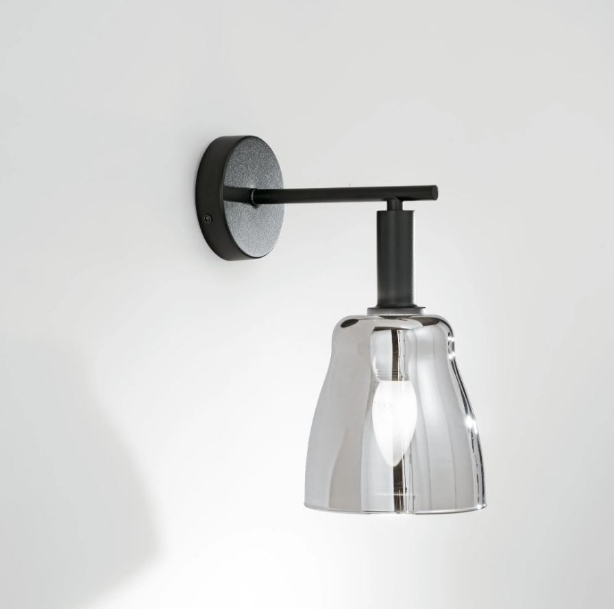 Applique in metallo nero diffusore vetro cromo 1XE14 non incl. WEIZEN