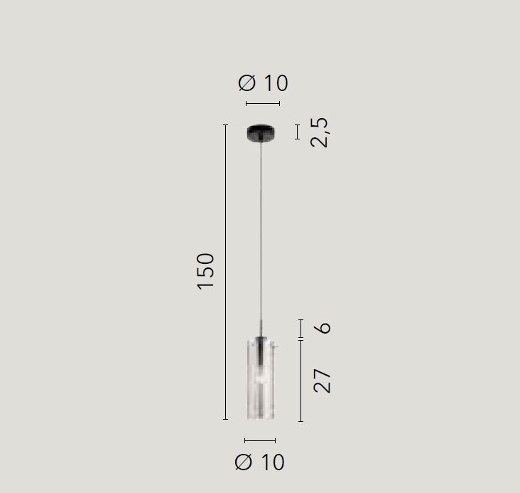 Sospensione forme cilindriche in metallo nero con vetro fumè o metallo oro con vetro ambra 1XE27 non incl. MAGIC