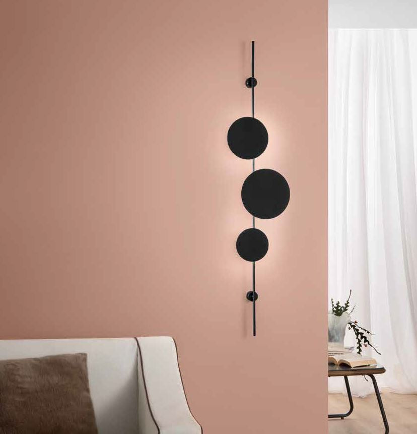 Applique pannello LED con dischi in alluminio nero opaco-oro satinato 33W 3720LM CCT IDOL-AP