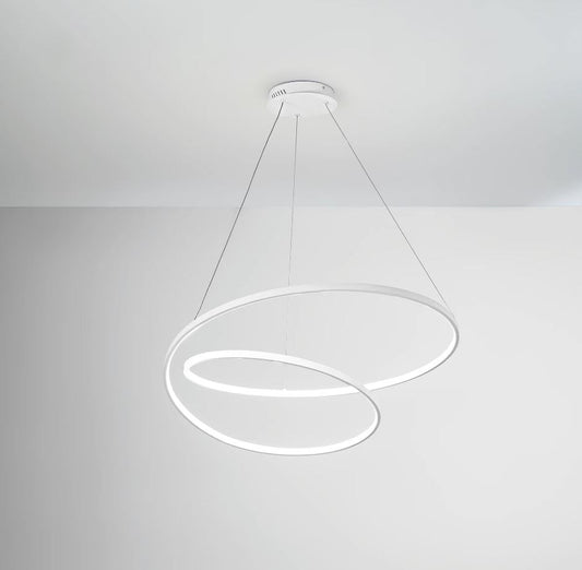 Lampadario Sospensione LED Circolare 60W CCT | Alluminio Bianco Nero Oro D.80cm | Lieve S80