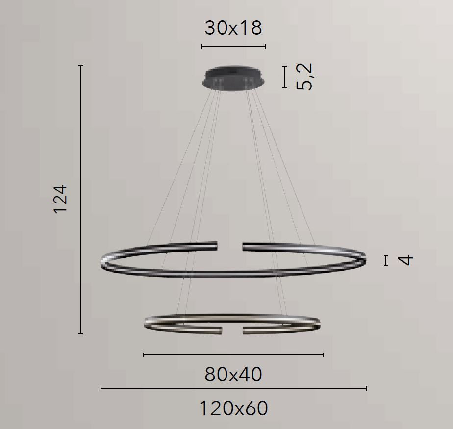 Sospensione LED in alluminio nero e diffusore in silicone 88W 11000LM 3000-4000°k CLARKE-S120