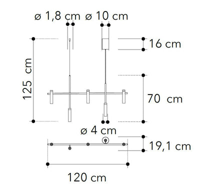 Suspensie LED din aluminiu bronz, dispersoare din acril și lumină cu emisie dublă 35W 3600LM 4000°k CANDLE-S5