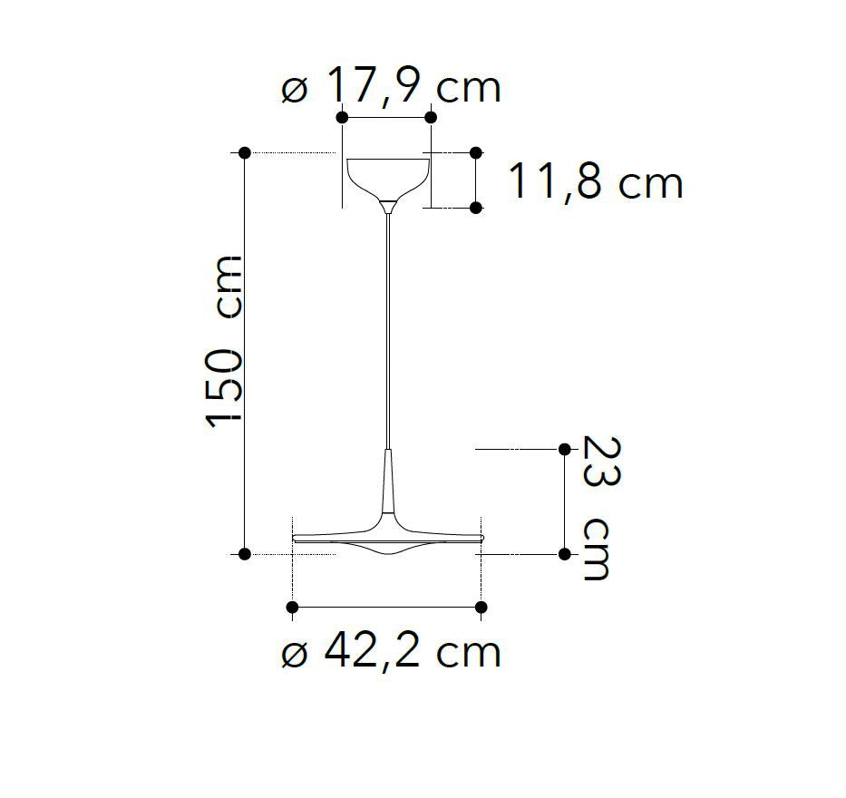 Sospensione LED in metallo cromato e cavo in tessuto nero 36W 2880 LM 4000°k dimmerabile IKON-S