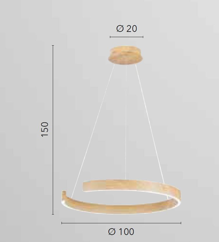 Sospensione LED semicerchio effetto legno in metallo 50W 6600LM CCT NAVEL-S100WD